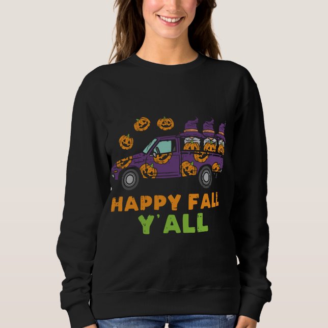 Sudadera Happy Fall Y'all Gnome Leopard Pumpkin Autumn Gnom (Anverso)