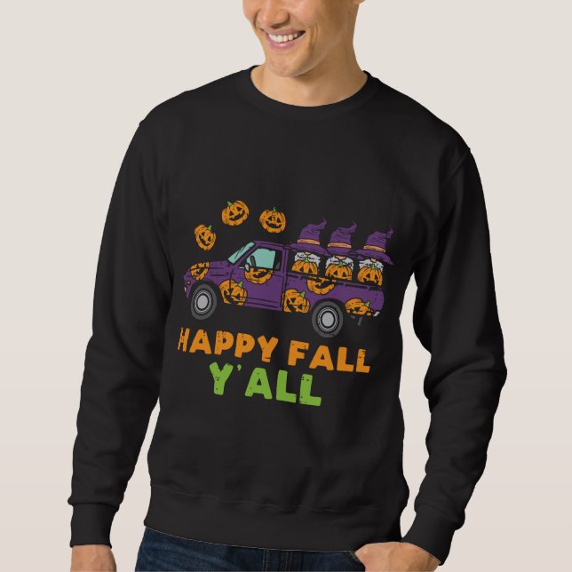 Sudadera Happy Fall Y'all Gnome Leopard Pumpkin Autumn Gnom (Anverso)