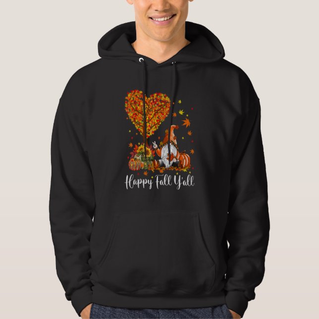 Sudadera Happy Fall Y'all Gnomes Pumpkin Autumn Vibes Thank (Anverso)