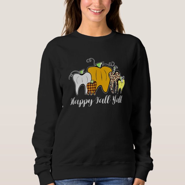 Sudadera Happy Fall Y'all Pumpkin Tooth Lepard Zebra Hallow (Anverso)