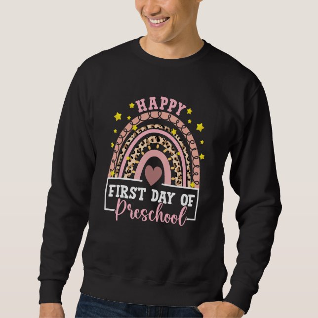 Sudadera Happy First Day of Preschool Rainbow Leopard Teach (Anverso)