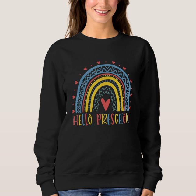 Sudadera Happy First Day Of School Hello Preschool Teacher  (Anverso)
