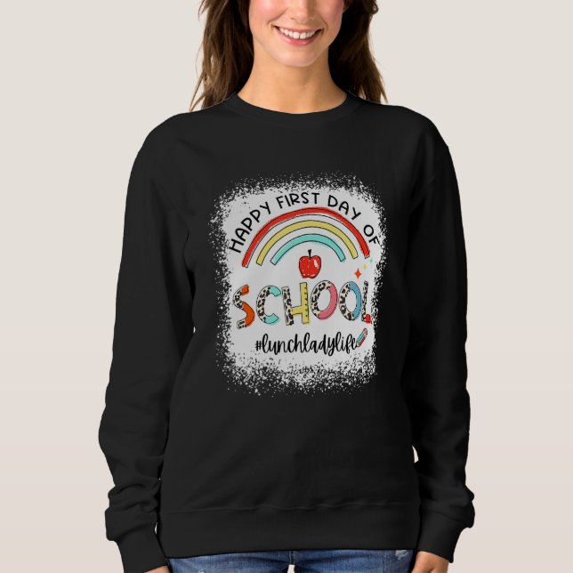 Sudadera Happy First Day Of School Lunch Lady Life Leopard  (Anverso)