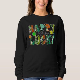 Sudadera Happy Go con suerte diseño de Leopard St patrick's