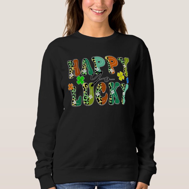 Sudadera Happy Go con suerte diseño de Leopard St patrick's (Anverso)