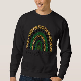 Sudadera Happy Go Lucky St Patrick S Day Leopardo Arcoiris 