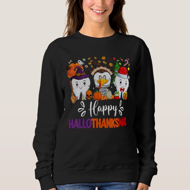 Sudadera Happy HalloThanksMas Dental Boo Crew Dentist Assis (Anverso)