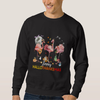 Sudadera Happy Hallothanksmas Flamingo Halloween Thanksgivi