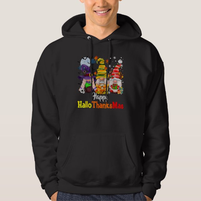 Sudadera Happy Hallothanksmas Gnomes Halloween Thanksgiving (Anverso)
