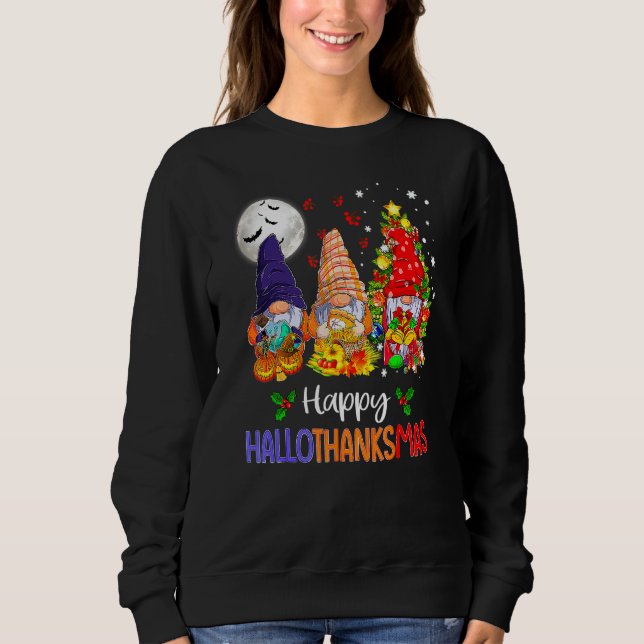 Sudadera Happy Hallothanksmas Gnomes Halloween Thanksgiving (Anverso)