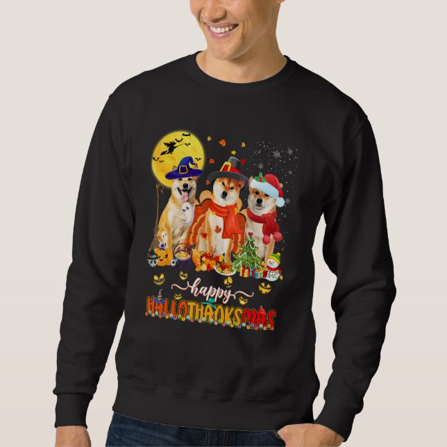 Sudadera Happy Hallothanksmas Shiba Inu Wizard Hat Turkey S (Anverso)