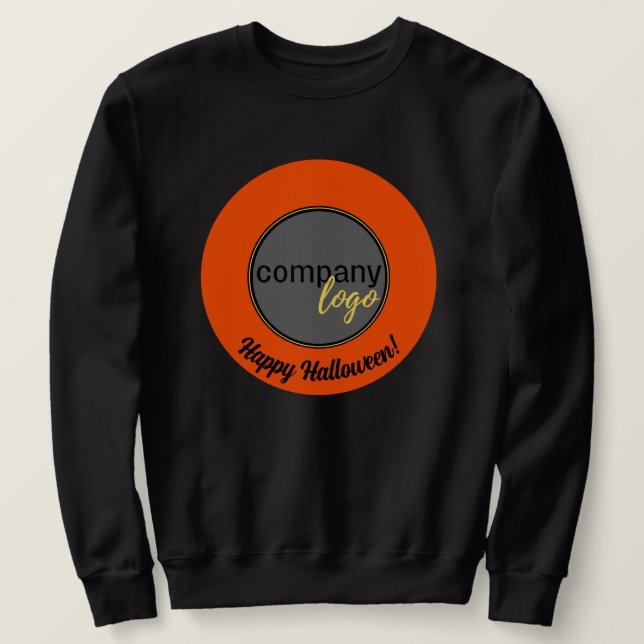 SUDADERA HAPPY HALLOWEEN BUSINESS BRAND LOGO EN NARANJA (Anverso del diseño)