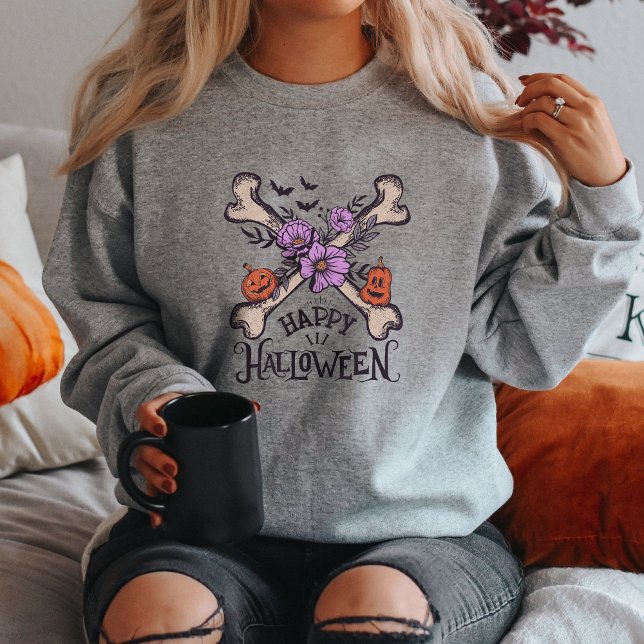 Sudadera Happy Halloween Pumpkins Floral (Subido por el creador)