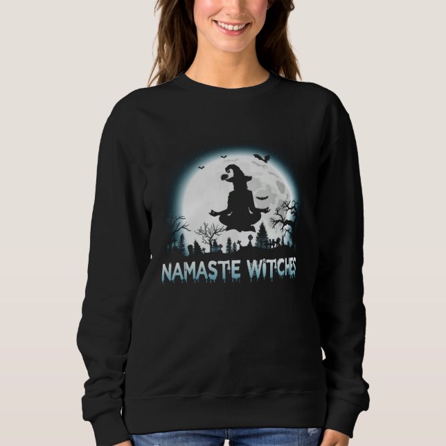 Sudadera Happy Halloween Yoga Girl Namaste Witches Meme Wit (Anverso)