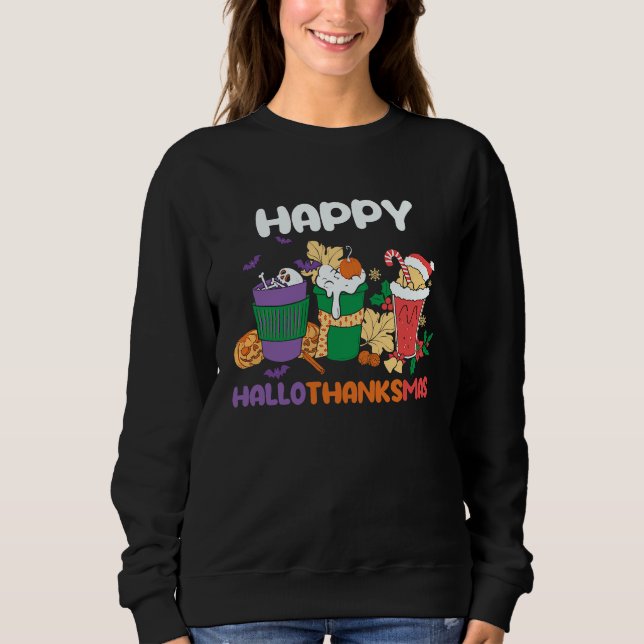 Sudadera Happy HallowThanksMas Christmas Thanksgiving Hallo (Anverso)