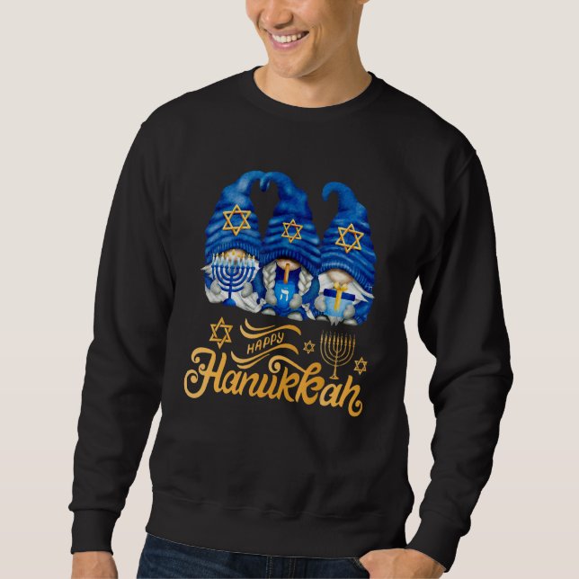 Sudadera Happy Hanukkah 2022 Gnome Menorah Dreidel Costume (Anverso)