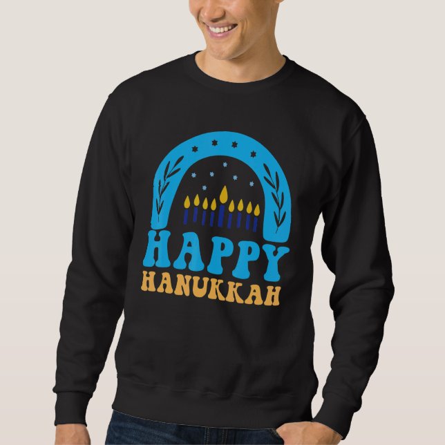 Sudadera Happy Hanukkah Chanukah Rainbow Menorah Jewish Hol (Anverso)