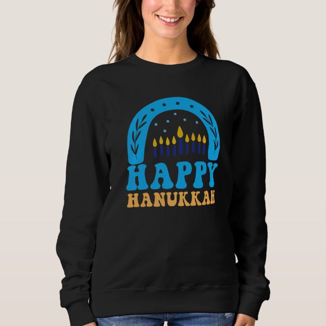 Sudadera Happy Hanukkah Chanukah Rainbow Menorah Jewish Hol (Anverso)