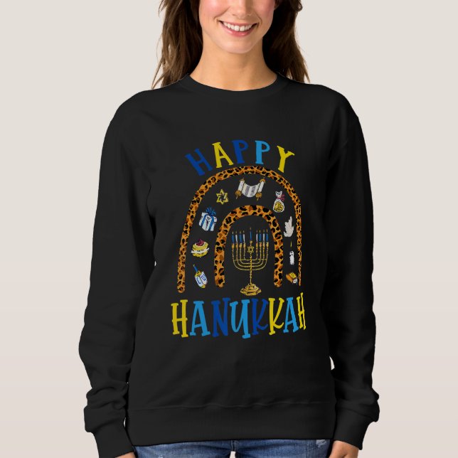 Sudadera Happy Hanukkah Chanukah Rainbow Menorah Jewish Hol (Anverso)