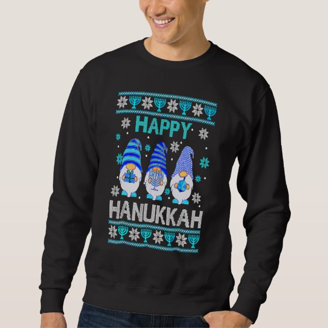 Sudadera Happy Hanukkah Gnome Gnomies Menorah Pajama Ugly (Anverso)