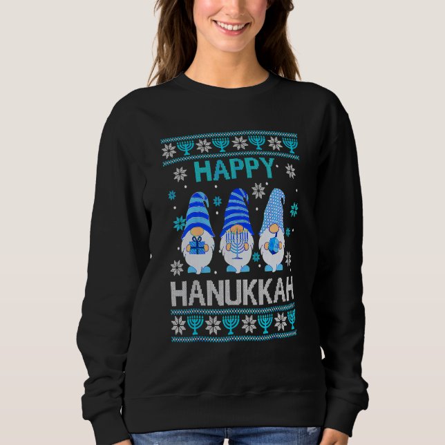 Sudadera Happy Hanukkah Gnome Gnomies Menorah Pajama Ugly 1 (Anverso)