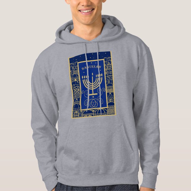 Sudadera Happy Hanukkah Gold Menorah Jewish Holiday (Anverso)