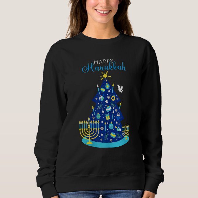 Sudadera Happy Hanukkah Jewish Chanukah Christmas Tree (Anverso)