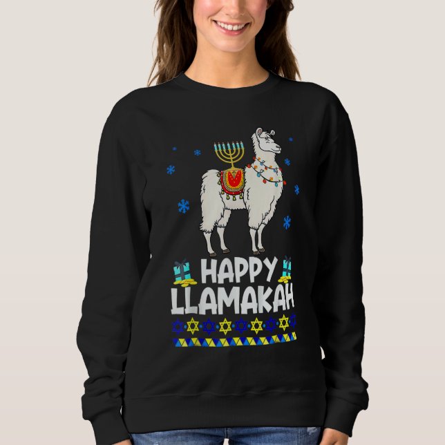 Sudadera Happy Hanukkah Llama  Happy Llamakah Squad Cute Al (Anverso)
