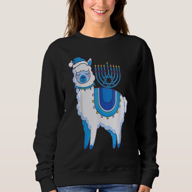 Sudadera Happy Hanukkah Llamakkah Llama Menorah Alpaca Jewi (Anverso)