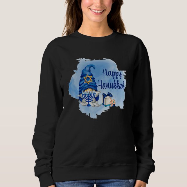 Sudadera Happy Hanukkah Shalom Gnome Menorah Jewish (Anverso)