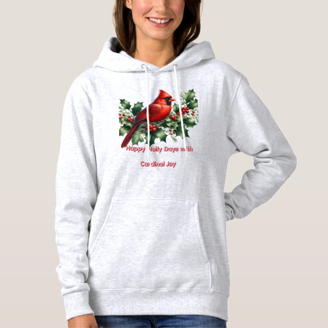 Sudadera Happy Holly Days Cardinal Joy  (Anverso)