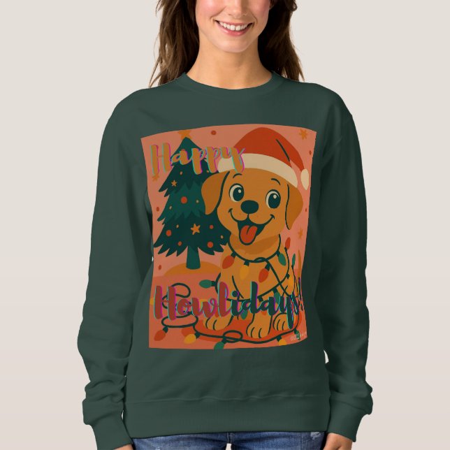 Sudadera Happy Howlidays! Funny Santa Dog (Anverso)