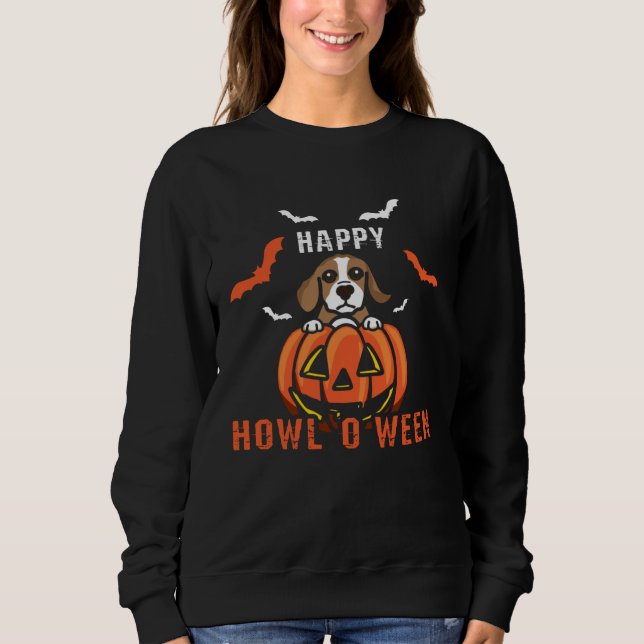 Sudadera Happy Howloween Howling Beagle Dog Halloween Pumpk (Anverso)