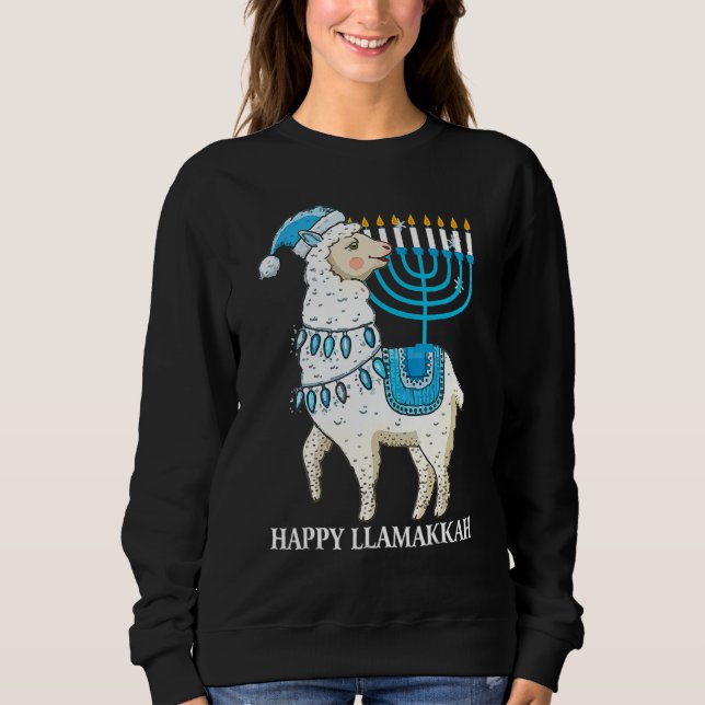 Sudadera Happy Llamakkah Cute Jewish Llama Sunglasses Hanuk (Anverso)