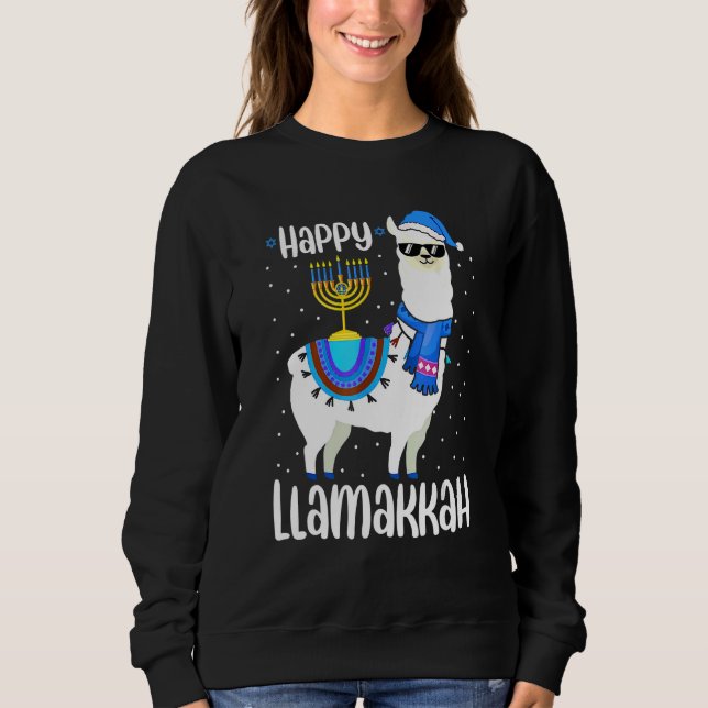 Sudadera Happy Llamakkah Cute Jewish Llama Sunglasses Hanuk (Anverso)