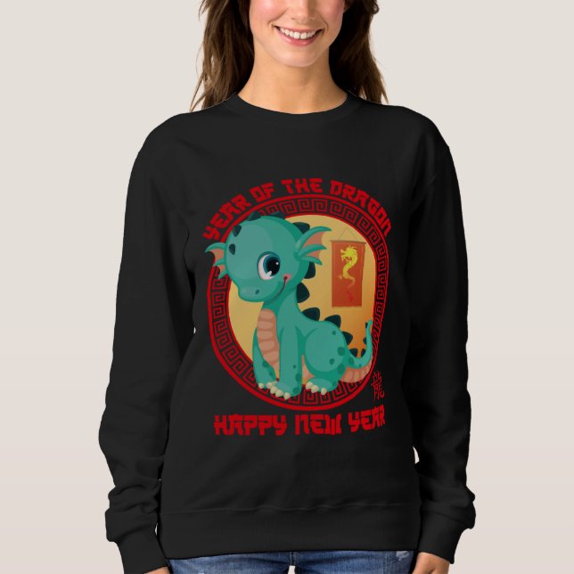 Sudadera Happy Lunar New Year 2024 Cute Chinese Dragon Deco (Anverso)