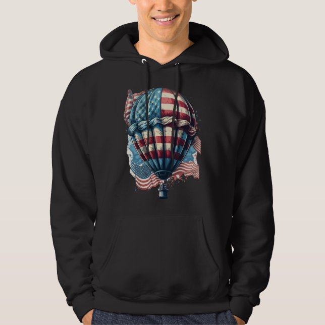 Sudadera Happy Memorial Day Hot Air Balloon USA American Fl (Anverso)