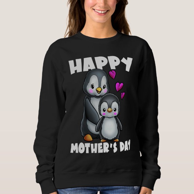 Sudadera Happy Mother's Day Penguin Hearts Mom Daughter (Anverso)