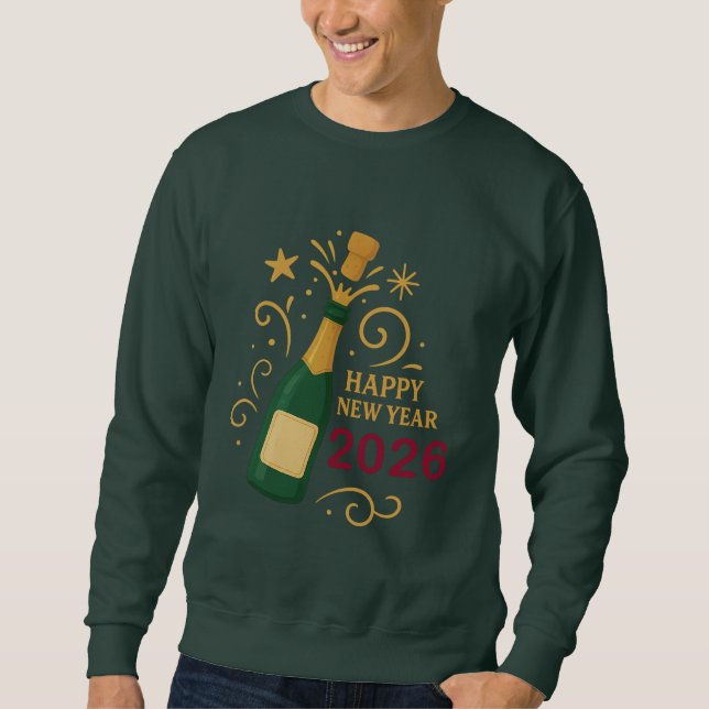 Sudadera Happy New Year 2026 Champagne | Men’s Sweatshirt (Anverso)
