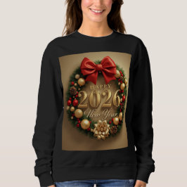 Sudadera happy new year 2026 festive wreath hoodie