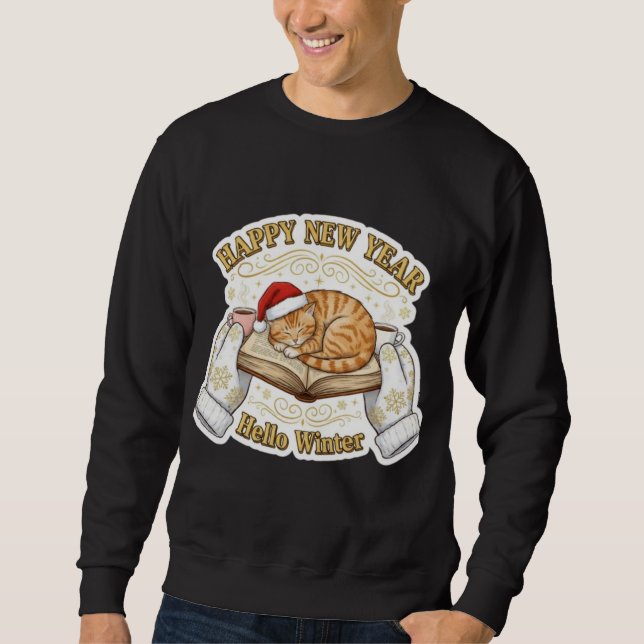 Sudadera Happy New Year Cat Lover Gift Hello Winte T-Shirt (Anverso)