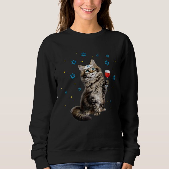 Sudadera Happy Passover Maine Coon Cat  Seder Jewish Holida (Anverso)