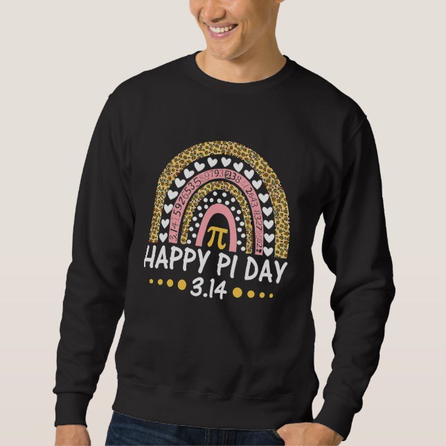 Sudadera Happy Pi Day Leopard Rainbow Math Teacher Boys Gir (Anverso)