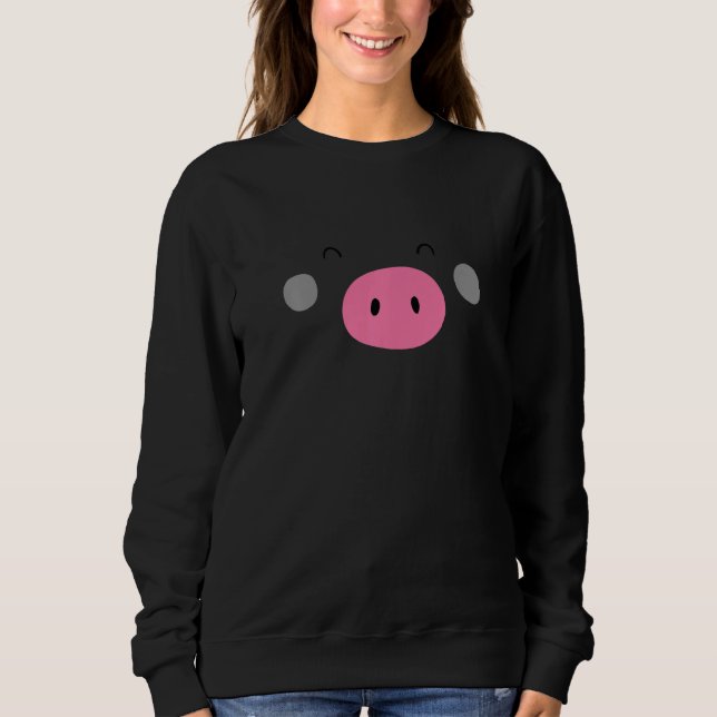 Sudadera Happy Pig Face  Family Halloween Costume Couples 2 (Anverso)