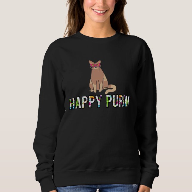 Sudadera Happy Purim Cat Funny Costume Jewish holiday Purim (Anverso)