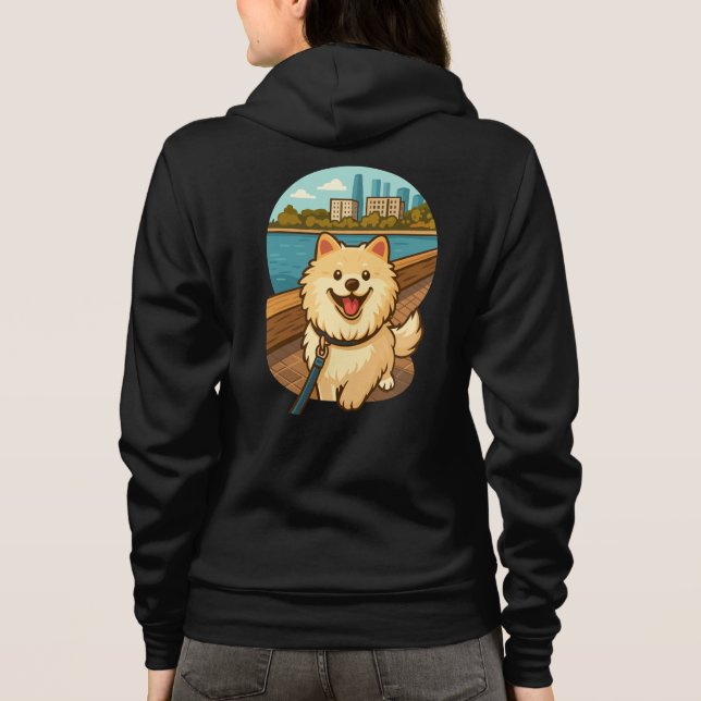 Sudadera Happy Samoyed Walk by the City Waterfront (Reverso)