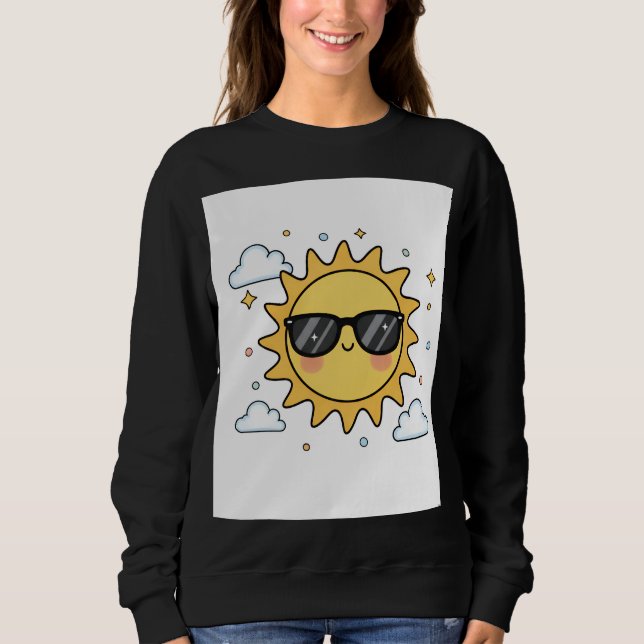 Sudadera Happy Smiling Sun Cartoon - Minimalist Kawaii Suns (Anverso)