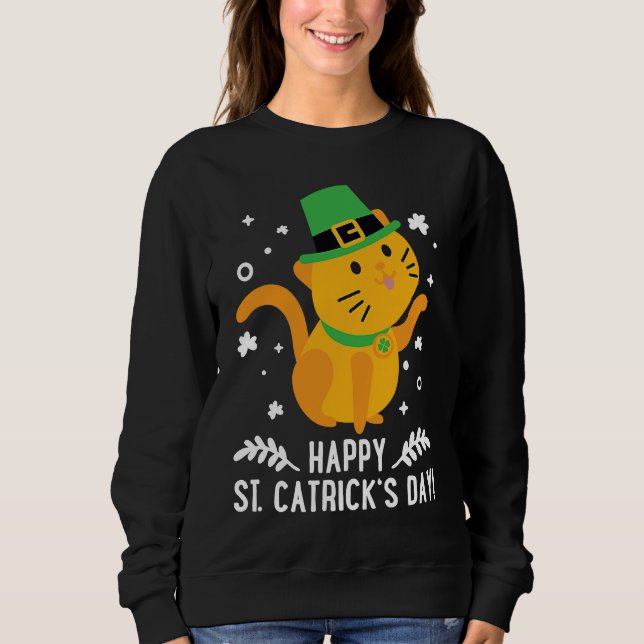 Sudadera Happy St Catrick's Day  Cute Cat St Patricks Day 2 (Anverso)