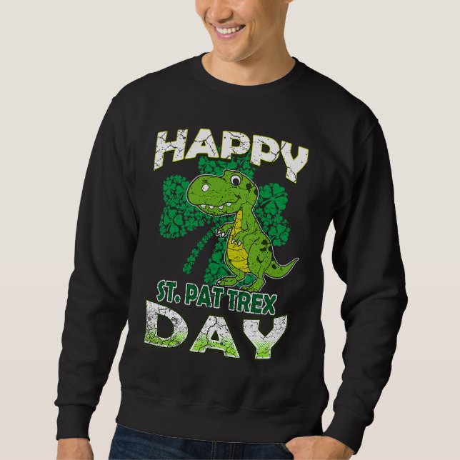 Sudadera Happy St Pat Rex St Patrick's Day Cute Dinosaur Ki (Anverso)