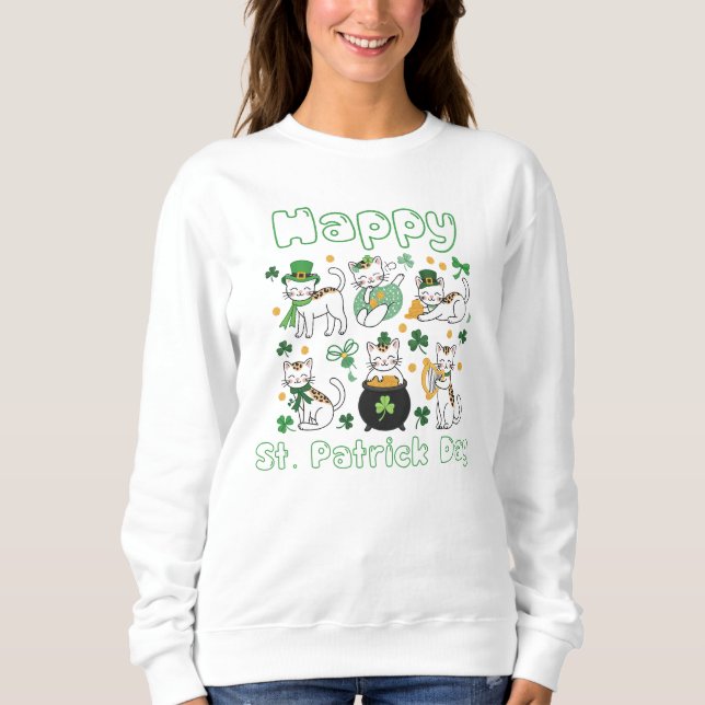 Sudadera Happy St. Patrick Day Cats  (Anverso)